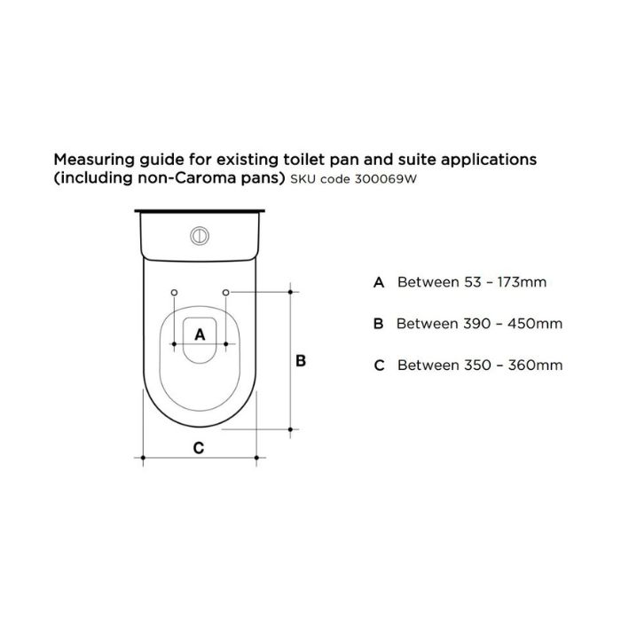 Caroma Family D Shape Toilet Seat White Soft Close Blind Fix Hinge 300069W