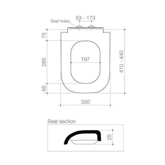 Caroma Luna Square Soft Close Toilet Seat White Quick Release Blind Hinge 300062W