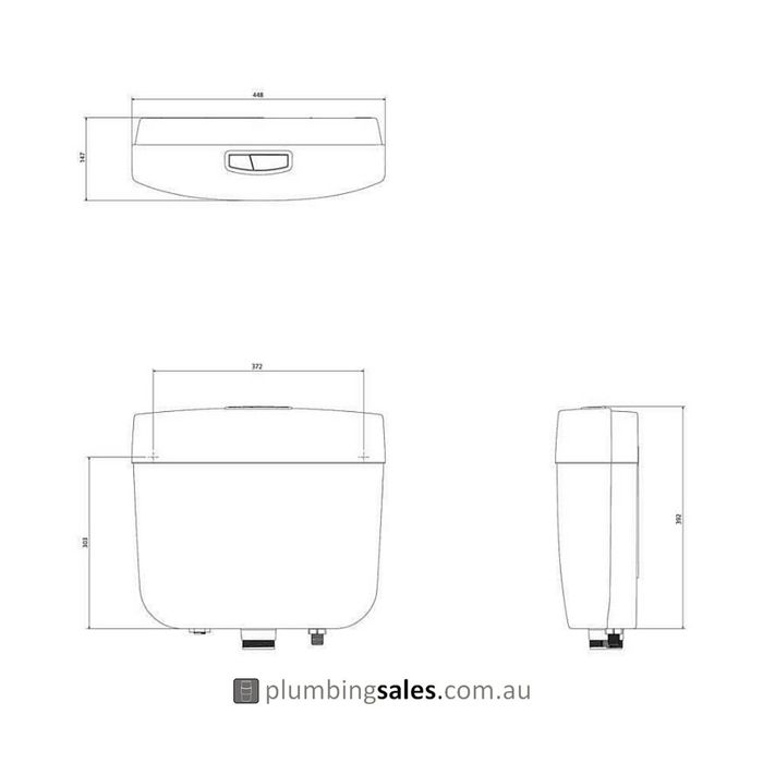 Caroma Slimline Urinal Cistern Single Flush Plastic 233032W
