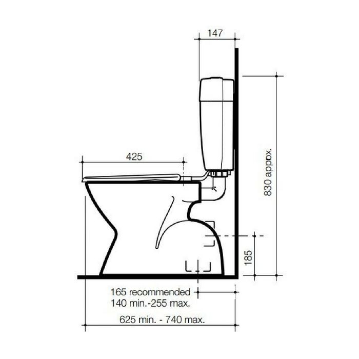 Caroma Slimline Ivory Dual Flush Connector Toilet Cistern & Seat 4.5/3 Litre 233030I