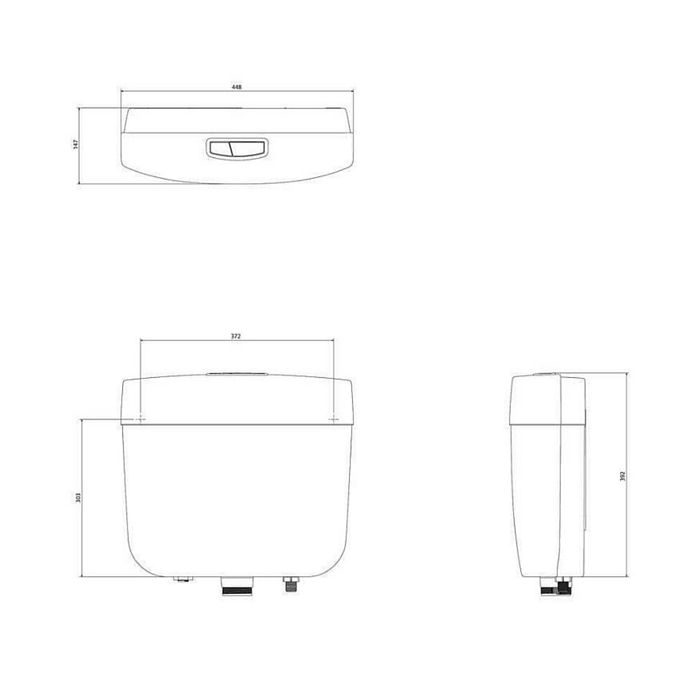 Caroma Slimline Pull Cord Urinal Cistern Single Flush Plastic 233031W