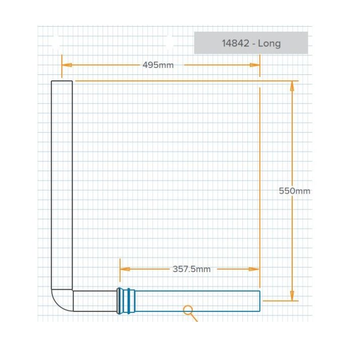 Cistern Flush Pipe Kit High Level 50mm X 495mm X 550mm Plastec 14842   