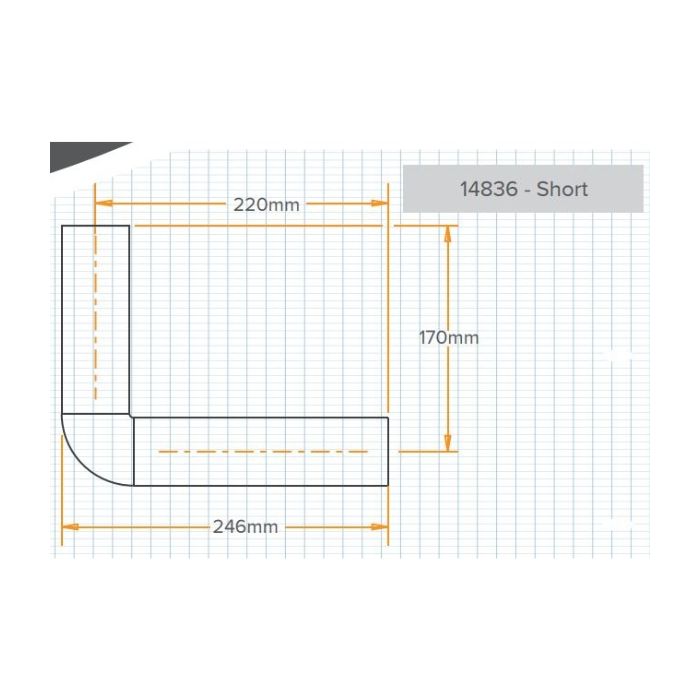 Cistern Flush Pipe Low Level 50mm X 170mm X 220mm Plastec 14836