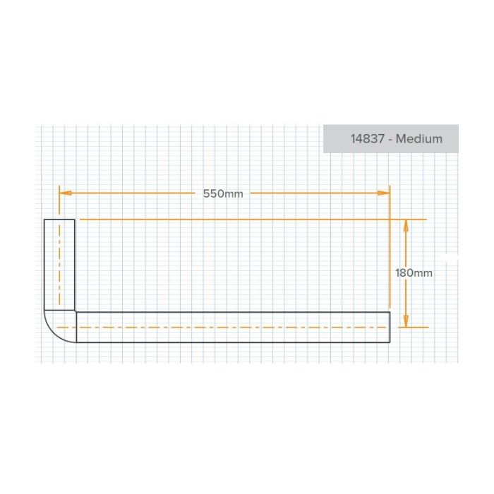 Cistern Flush Pipe Mid Level 50mm X 550mm X 180mm Plastec 14837