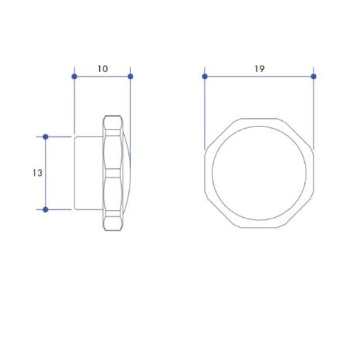 Hot Tap Handle Button Chrome 19mm x 10mm