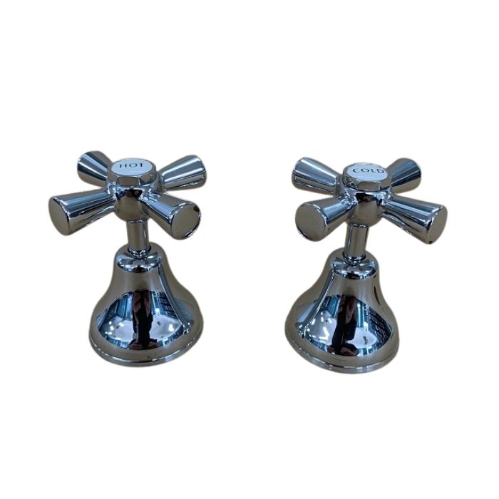 Easytap EP8068 1/4 Turn Cross Basin Tap Top Assemblies Chrome Deep Seat 42-48mm (Pair) 