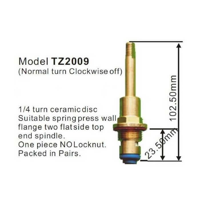 Easytap TZ2009 1/4 Turn Dorf Wall Spindles Ceramic Disc Flat Sided Brass