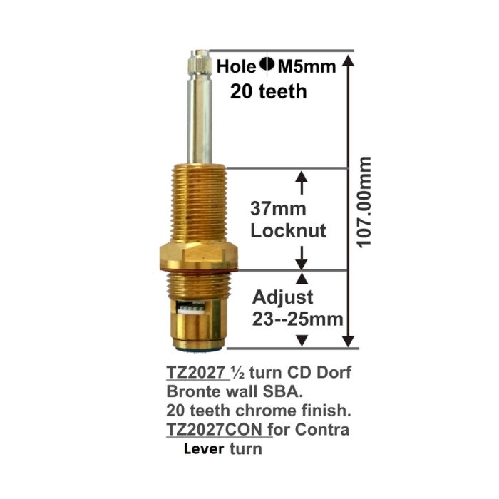 Easytap TZ2027CON 1/2 Turn Dorf Bronte Wall Spindles Ceramic Lever Contra 20 Teeth Chrome (Pair)