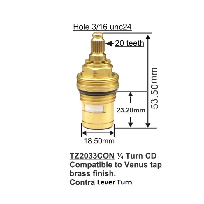 Easytap TZ2033CON 1/4 Turn Dorf Venus Mixer Spindles Ceramic Lever Contra 20 Teeth (Pair)