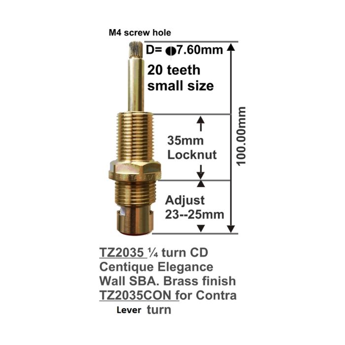 Easytap TZ2035 1/4 Turn Wall Tap Spindles Ceramic Clockwise Close 20 Teeth Brass (Pair)