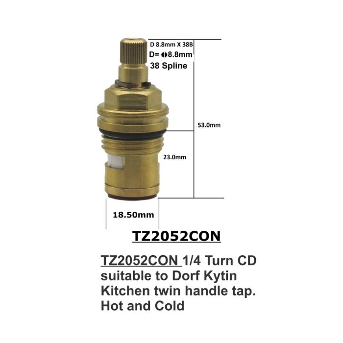 Easytap TZ2052CON 1/4 Turn Dorf Kytin Twin Lever Tap Spindles Ceramic Contra Turn (Pair)