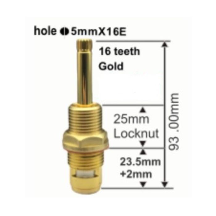 Easytap TZ2064 1/4 Turn Gold Bastow Basin Spindles Ceramic Clockwise Close 16 Teeth (Pair)