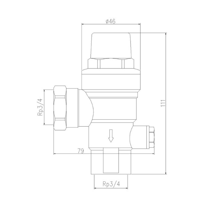 Right Angle Pressure Reduction Valve 500kPA Adjustable 20mm BSP Female LF76110