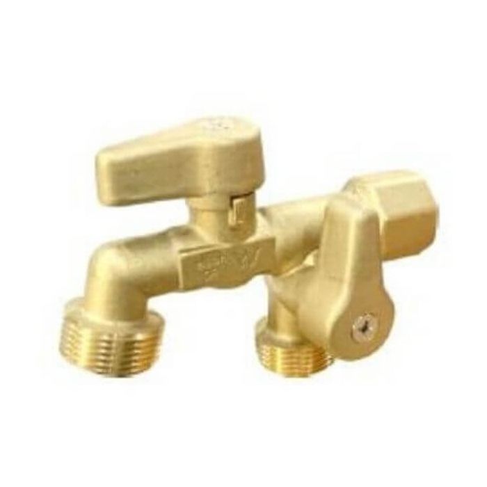 20mm Female Dual Outlet Hose Bib Cock Brass 1/4 Turn WaterMark