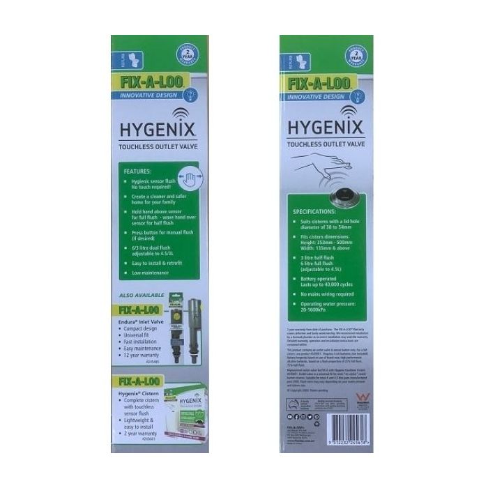 Fixaloo Hygenix Touchless Outlet Valve Dual Flush 245618