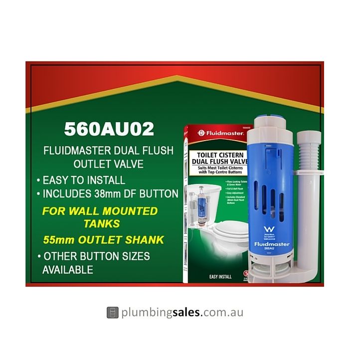 Fluidmaster 560AU02 Dual Flush Toilet Cistern Outlet Valve Incl Button 
