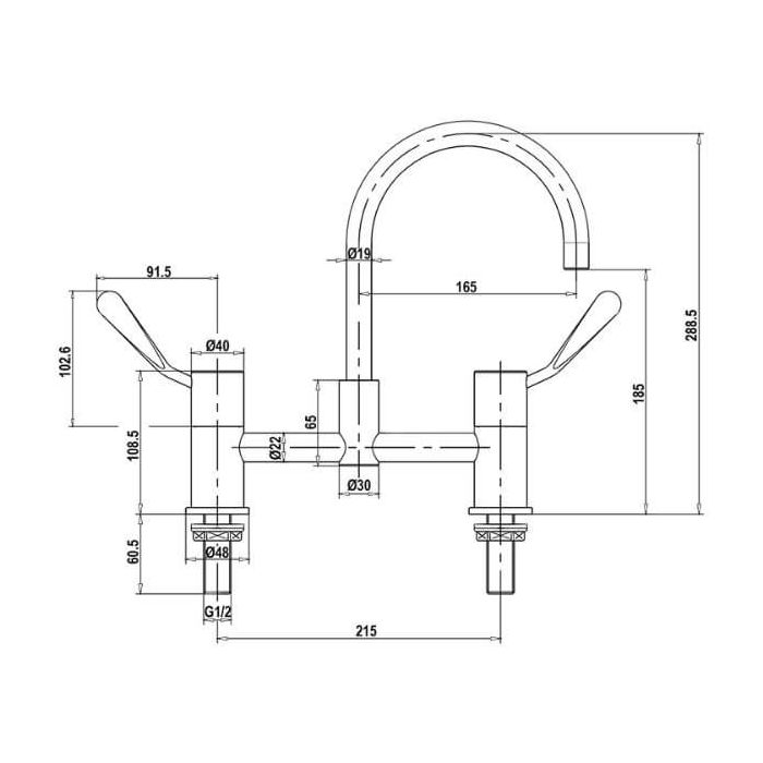 Gentec Cleanline 100mm Lever Hob Bench Mount Exposed Set 4 Star 7.5L/Min CL10015