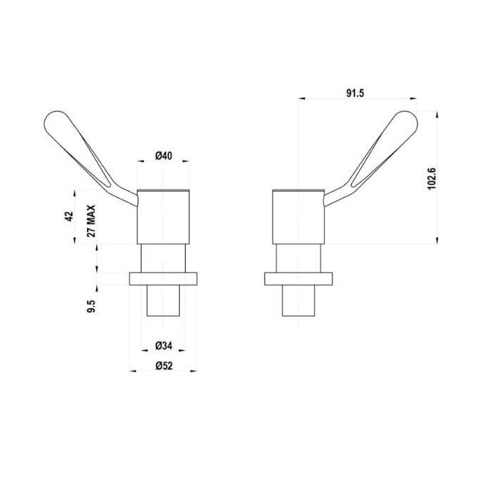 Gentec Cleanline 100mm Lever Wall Recess Top Assembly (Pair) CL10025PR