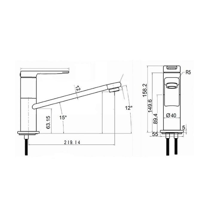Gentec GPURE Sink Mixer Low Line Stainless Steel GPN3500 