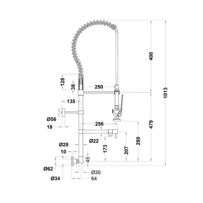Gentec Pre Rinse Unit Wall Mount Trigger Spray With Pot Filler 6 Star 3 L/Min JETF5000