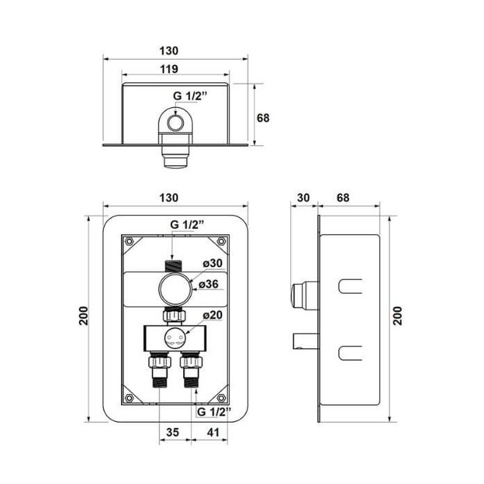 Gentec Time Flow Hot Cold Concealed Shower Mixer With Stainless In Wall Box TFT1016KIT