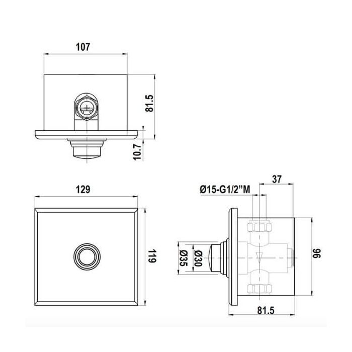 Gentec Time Flow Straight Shower Kit With Stainless In Wall Box TFT1015KIT