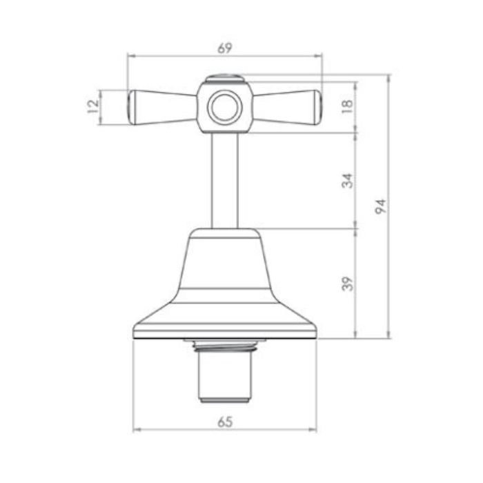 Guardian Cross Handle Wall Top Assemblies 1/4 Turn Ceramic Disc Stainless Steel (Pair) T-3M60300 