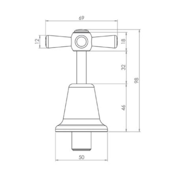 Guardian Cross Handle Basin Top Assemblies 1/4 Turn Ceramic Disc Stainless Steel (Pair) T-3M60310
