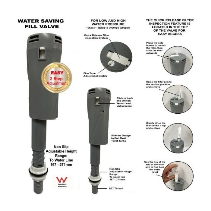 Haron Slimline Smart Cistern Inlet Valve Adjustable CV2000