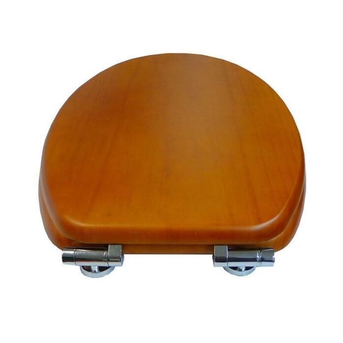 Haron TS-8600CP Pine Veneer Timber Toilet Seat Slow Close With Bottom Fix Hinges 