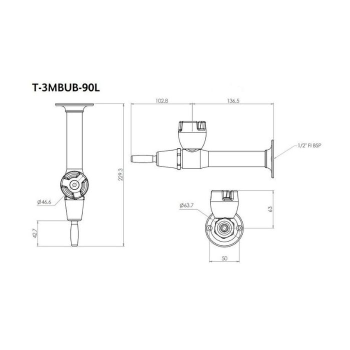 Horizontal Lever Handle Bubbler Silicone Mouthguard Stainless Steel T3MSSBUB90L