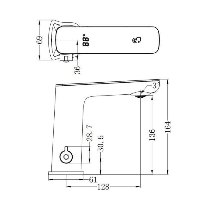 Nero Claudia Brushed Bronze Hands Free Sensor Mixer Tap Black LED Panel NR222101BZ Battery Power