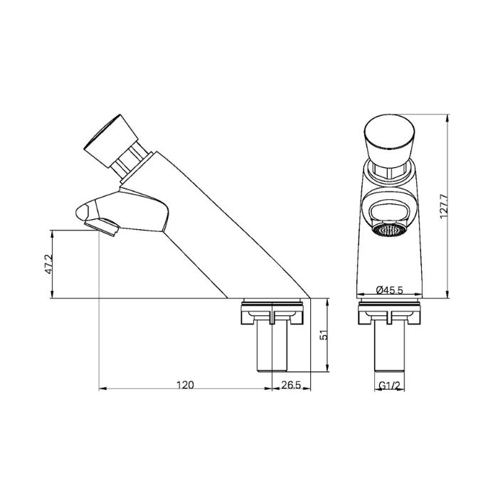 Nero SS316 PVD Black Time Flow Push Button Pillar Tap 6 LPM NR202302PB