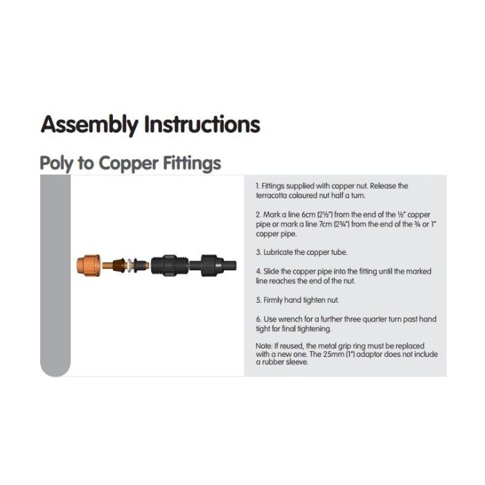 25P X 12mm Copper Coupling Plasson Metric Poly   
