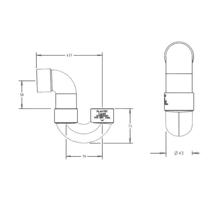 Plastec 40mm Solvent Weld Trap PVC DWV 12517