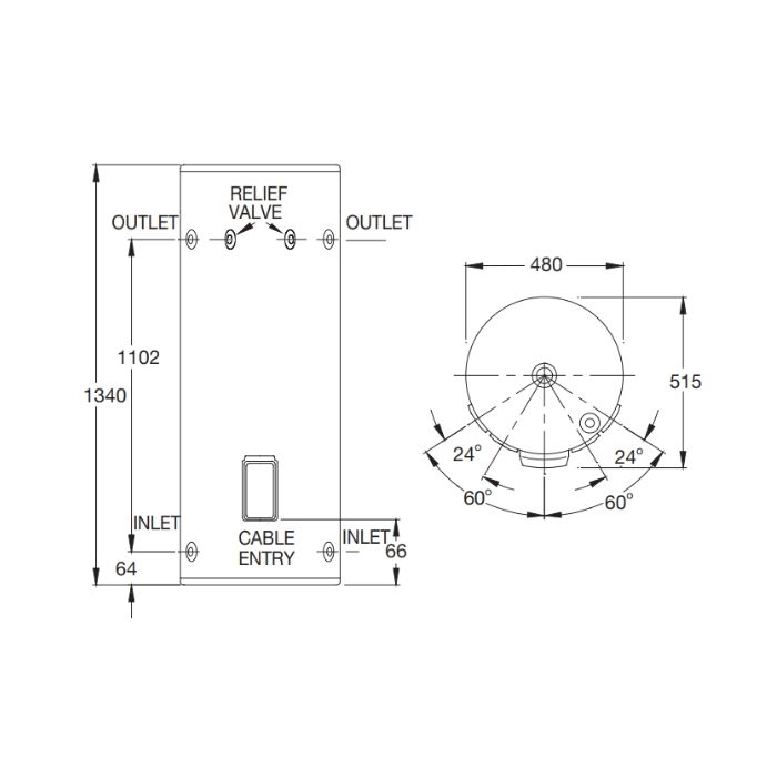 Rheem 125 Litre 3.6kW Single Element Electric Hot Water Heater 491125G7