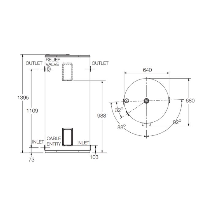 Rheem 250 Litre 3.6kW Single Element Electric Hot Water Heater 491250G7