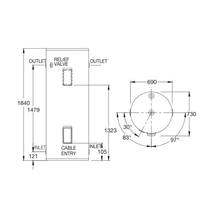 Rheem 400 Litre 3.6kW Twin Element Electric Hot Water Heater 492400G7