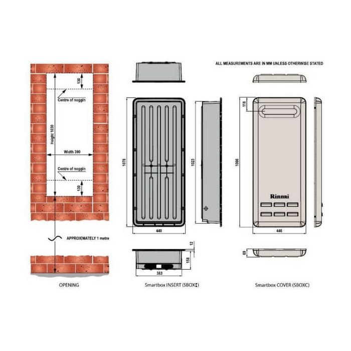 Rinnai Infinity SBOX Smartbox Hot Water Heater Fully Recess ABS Plastic       