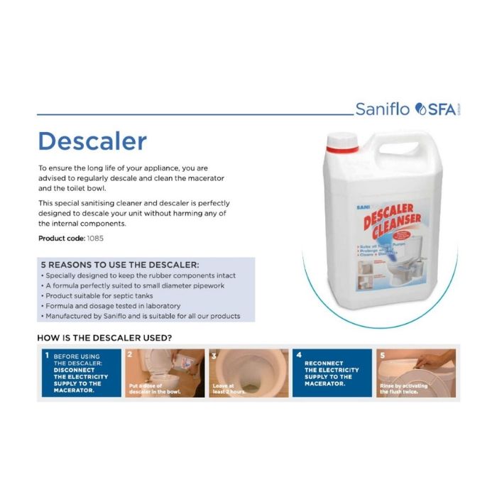Saniflo Pump Cleaning Sanidescaler 2 Litre DET2LAUST