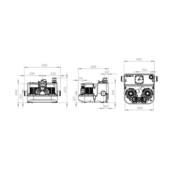 Saniflo Sanicom 2 Grey Water Waste Pump Lifting Station SA108 Dual Motor 