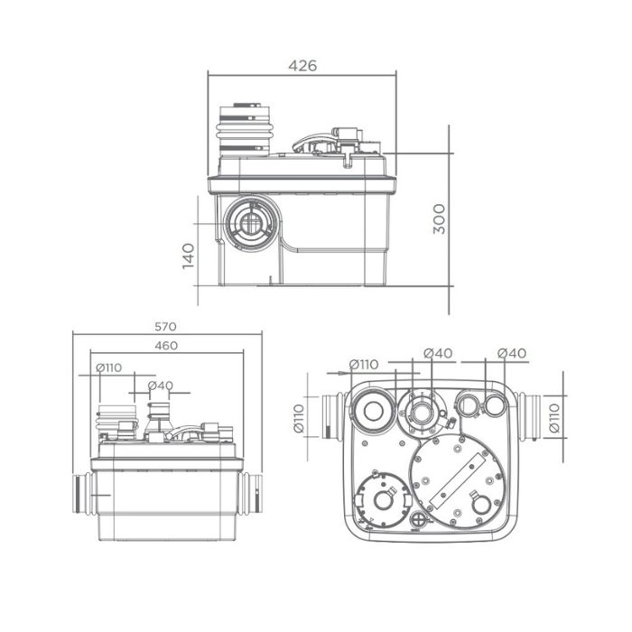 Saniflo Sanicubic 1 WP Sewer Macerator Pumping Station SA107 Single Motor