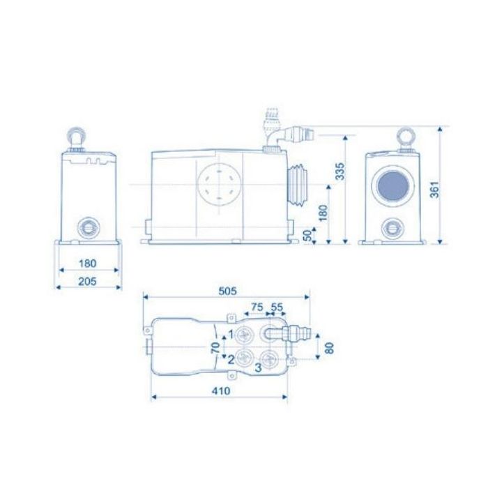 Saniflo Sanimulti Toilet Macerator Pump SA222 - 4 Available Inlets