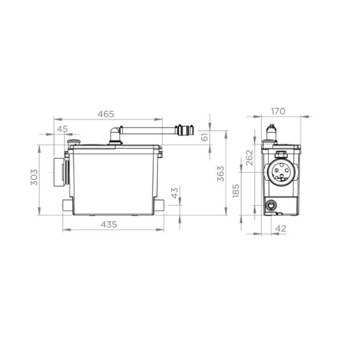 Saniflo Sanipack Pro UP Wall Hung Toilet Macerator Pump SA99 - 3 Available Inlets       
