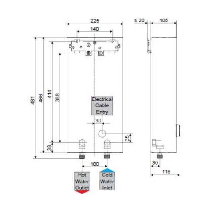 Stiebel Eltron DEL18 Plus AU Electric Instantaneous Water Heater 50°C 19.4kW 3 Phase 