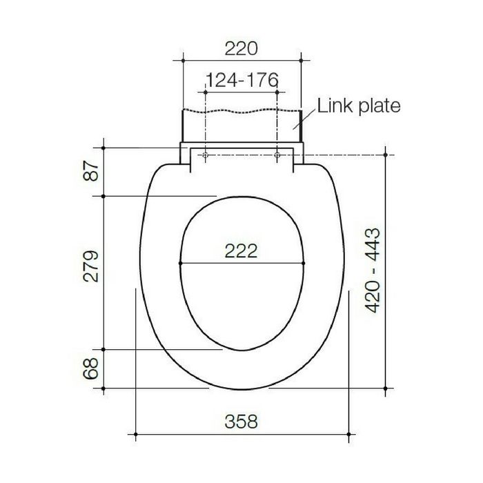 Stylus Novalink MKII Toilet Seat & Link White S002P1CW dimensions