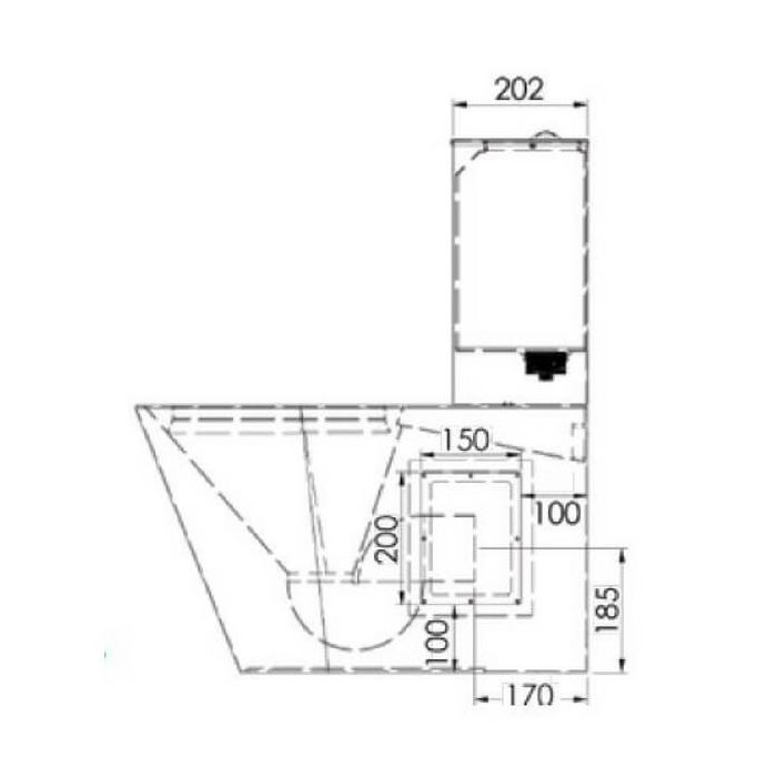 Wall Faced Toilet Suite Close Couple P Trap Stainless Steel WC-SSWFCCP 