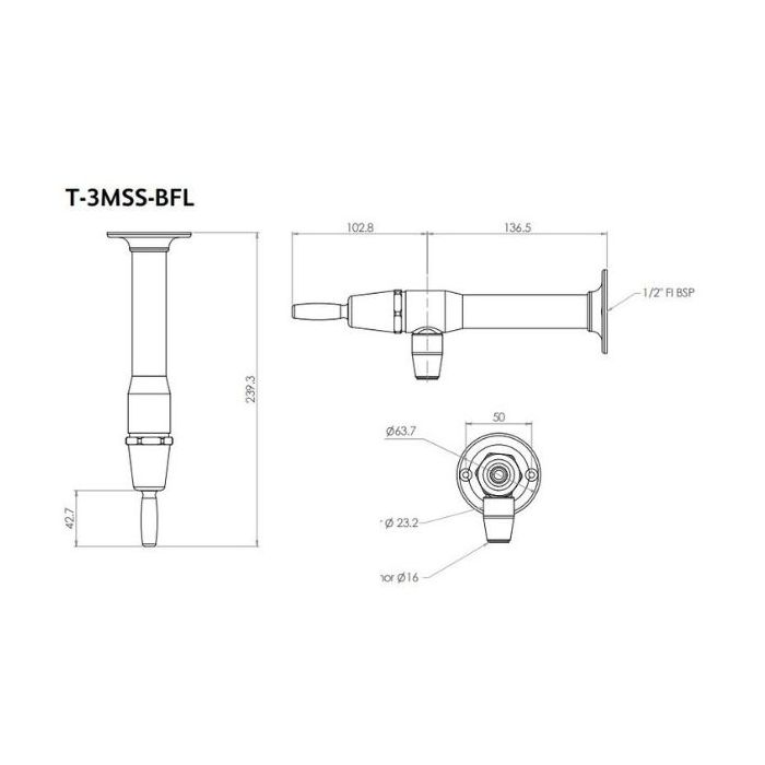 Wall Mount Lever Handle Bottle Filler Stainless Steel T3MSSBFL 