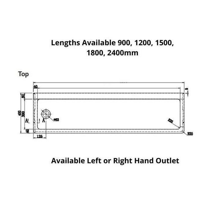 1800mm PWD Wall Mount Wash & Bubbler Trough Right Outlet 304 Stainless Steel PWD-1800R