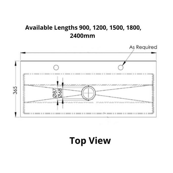 2400mm Wallsend Pattern Wash & Bubbler Trough Centre Outlet 304 Stainless Steel PT-7-2400